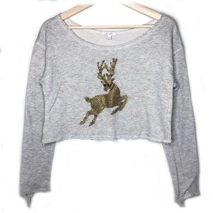 dELiA*s Reindeer Long Sleeve Crop Top